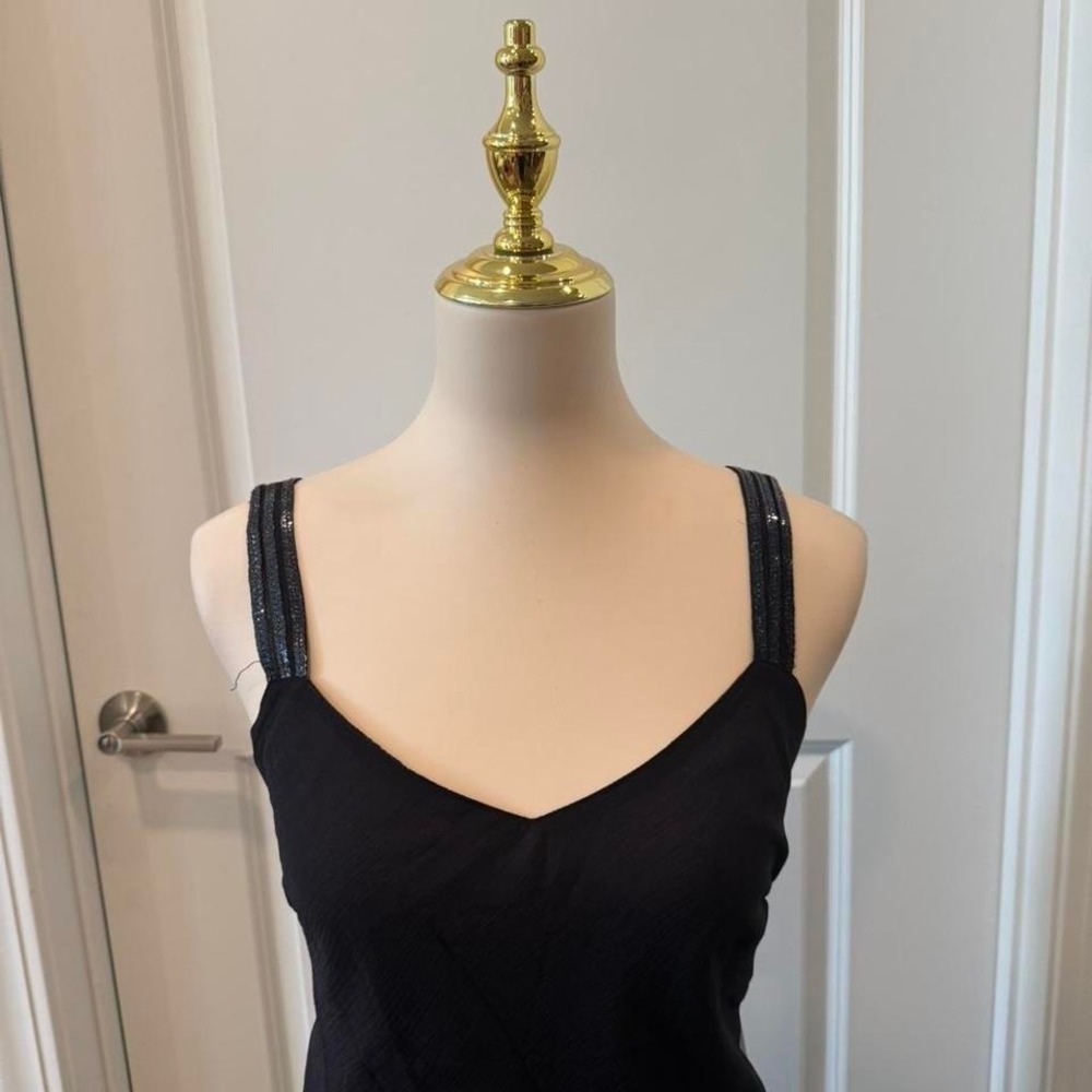 Y2K‎ NWT Mile Gabrielle Navy Midi Dress Sequin Straps Flowy Skirt Size 16 - Picture 3 of 7